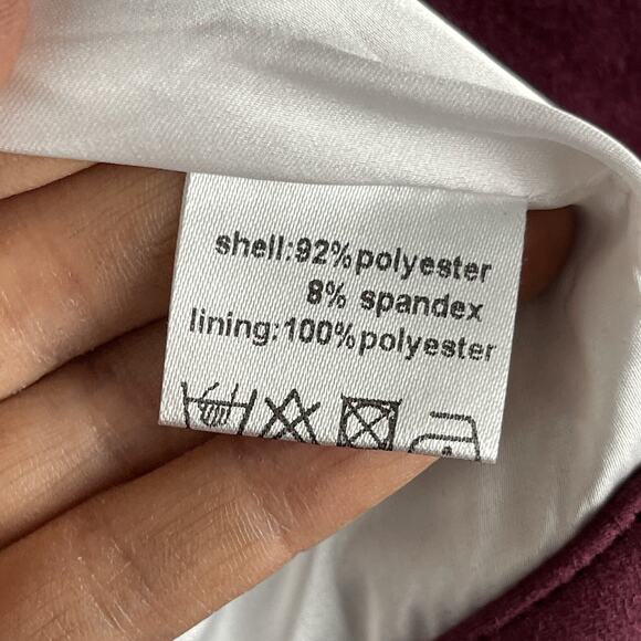 Cromwell Valley Faux Suede Moto Jacket Womens Large Burgundy Embroidered Stretch - Picture 6 of 16